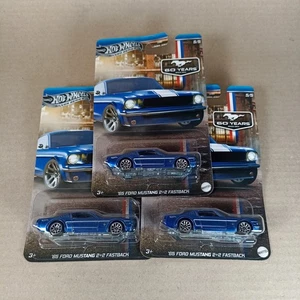 Lot 3x Hot Wheels Mustang Chase ‘65 Ford 2+2 Fastback Blue 60 Years - Picture 1 of 4