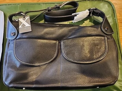 MAXX New York Pebbled Black Leather Shoulder Bag 14×9x4  - Image 1 of 4