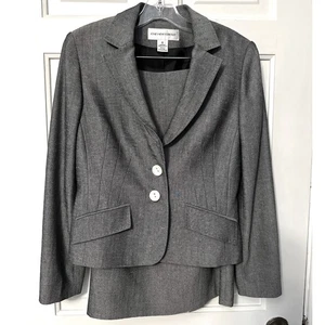 Jones New York Traje Gris Blazer Chaqueta y Falda Conjunto Para Mujer Talla 6 Carrera - Imagen 1 de 19