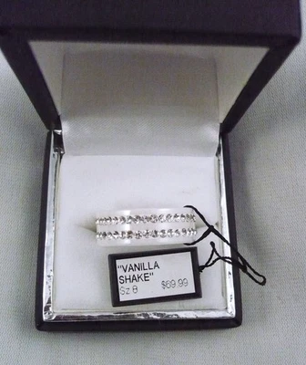 NIB Fifth Avenue ring "Vanilla Shake" white ceramic with 2 rows CZ stones sz 8 K Foto 1 de 4