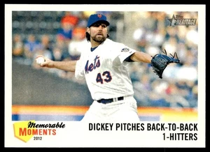 2013 Topps Heritage Memorable Moments R.A. Dickey New York Mets #MM-RA - Picture 1 of 2