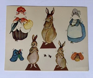 Postal de muñeca de papel recortada de conejito vintage - publicación Merrimack - sin cortar - Imagen 1 de 3