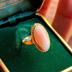 TAILORED ANTIQUE PHONECIAN SILVER FINEST SLEEPING BEAUTY CORAL PINK  RING 8 - Picture 1 of 14