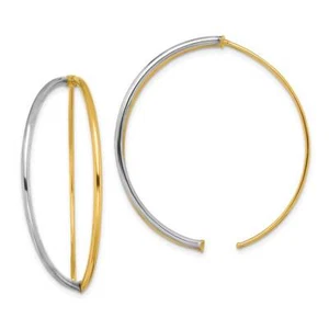 14k Gold Two-Tone Large Dangle Threader Earrings 1.54" - Picture 1 of 3