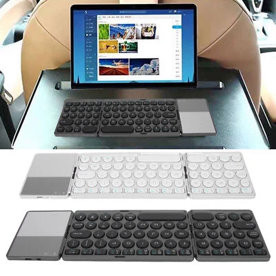 Round Wireless 64 Key Foldable Keyboard With Touchpad Universal 140mAh - Image 1 of 4