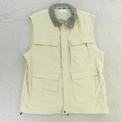 Columbia Vest Mens Large Brown Pockets Hunting Fishing Shooting Zippers Nylon - Image 1 of 4