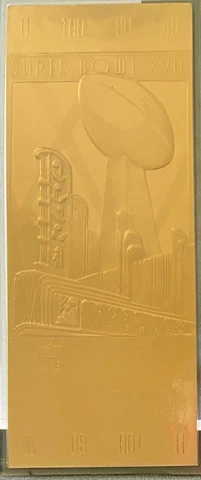 22KT GOLD SUPER BOWL 17 TICKET Willabee Ward WASHINGTON REDSKINS Miami Dolphins Cover