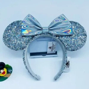 Minnie Ears Cinderella Disney Parks Magic Mirror Silver Sequin Headband NEW - Picture 1 of 5