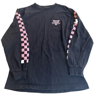 Vans Off The Wall Long Sleeve Black Pink Logo T Shirt Mens Size Small - Picture 1 of 5