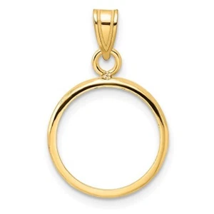 REAL 14K Gold Polished Prong Fits China 1/20 oz Panda Coin Bezel Pendant Charm - Picture 1 of 4