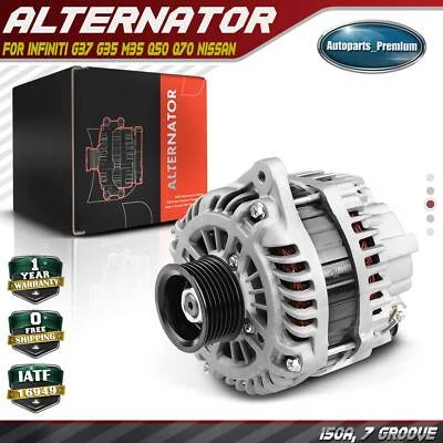 Alternator for Infiniti G37 2008-2010 G35 M35 Q50 Q70 Nissan 370Z 3.5L 3.7L 150A - Image 1 of 4