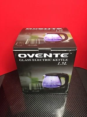 Chaleira elétrica sem fio Ovente 1,5 litros vidro sem BPA, preta (KG83B) - Imagem 1 de 4