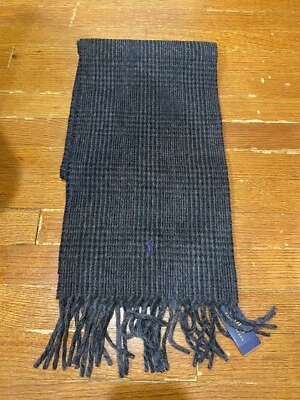 Bufanda italiana reversible Polo Ralph Lauren a rayas Glen a cuadros $58 flecos púrpura Foto 1 de 3