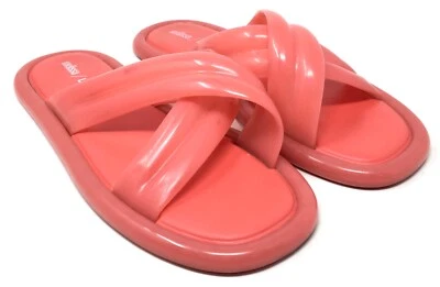 Larroude x Melissa Cali Slide Women's Size 10M Coral Pink Cross Strap Sandals - Image 1 of 4