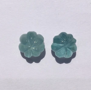 Amazing aquamarine melon carving cabochon good pair handmade design 9.90 carat - Picture 1 of 14