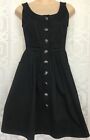 Mui Miu Dress Short Black Sleeveless￼ Full Skirt Snap Up Cotton Size 36 XS