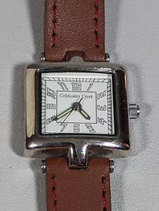 Coldwater Creek White Dial Silver Tone Square Case Brown Wrap Leather Band Watch - Picture 1 of 8