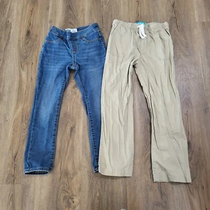 Bundle Girls Skinny Jeans Old Navy Size 6-7 Lightning Bug Khaki Pants Pull On - Picture 1 of 7