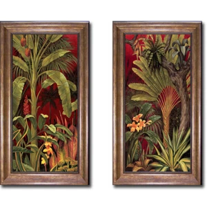 Bronze Framed Bali Garden by Jimenez 2-pc Canvas Art Set (20 in x 12 in Each pc) - Picture 1 of 1