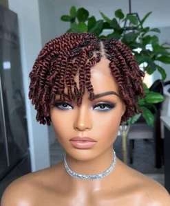 Hand Braided Afro Kinky Pixie On A Human Hair Full Lace Wig - Picture 1 of 3