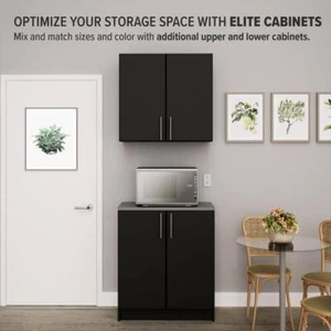 Elite Home Storage Black Base Cabinet With Melamine Countertop - Picture 1 of 11