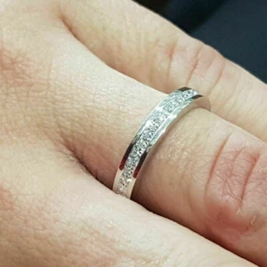 1 karat Memory Ring Half Eternity Memoirering Weißgold Finish Bandring gr 50-62 - Bild 1 von 8