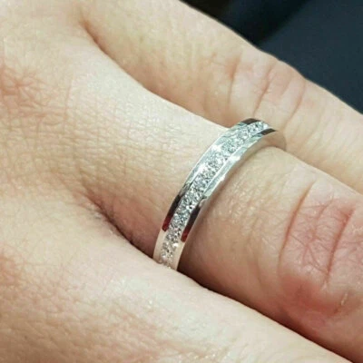 1 karat Memory Ring Half Eternity Memoirering Weißgold Finish Bandring gr 50-62 - Bild 1 von 4