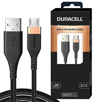 DURACELL USB-A To Micro V8 1.2M braided Sync & Fast Charge Cable - Free Ship - Image 1 of 4