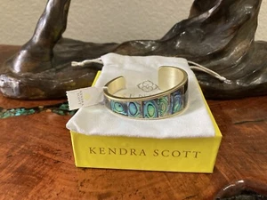 Kendra Scott Tenley Abalone Shell Gold Cuff Bracelet size S/M New w/ Box & Pouch - Picture 1 of 6