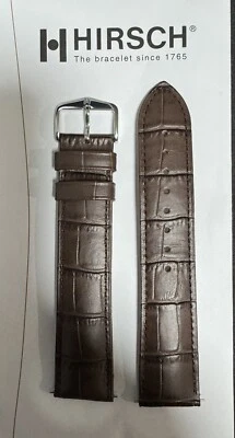 Correa de reloj de cuero marrón becerro grano cocodrilo Duke 22 mm con hebilla SS Foto 1 de 2