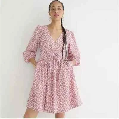 J. Crew Dress Cotton Poplin Peony Paisley V-Neck Long Sleeve Nwt 10T - Image 1 of 4