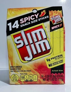 SLIM JIM SNACK PICCANTE TAGLIA BASTONCINI AFFUMICATI 14 bastoncini scatola - Foto 1 di 1