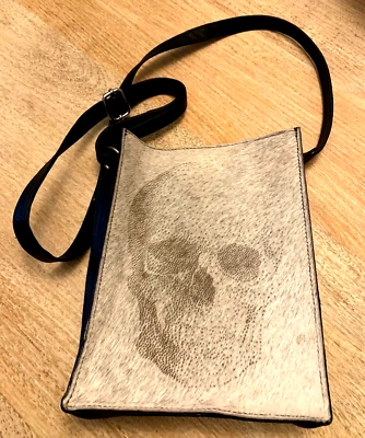 Bolso Mensajero MINA VICTORIA NUTRISON Gótico Calavera Cartera Piel de becerro Cabello y Cuero Foto 1 de 4