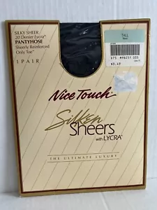 Sears Nice Touch Silken Sheers Pantyhose Tall Navy 20 Denier Sheer New Vintage - Picture 1 of 16