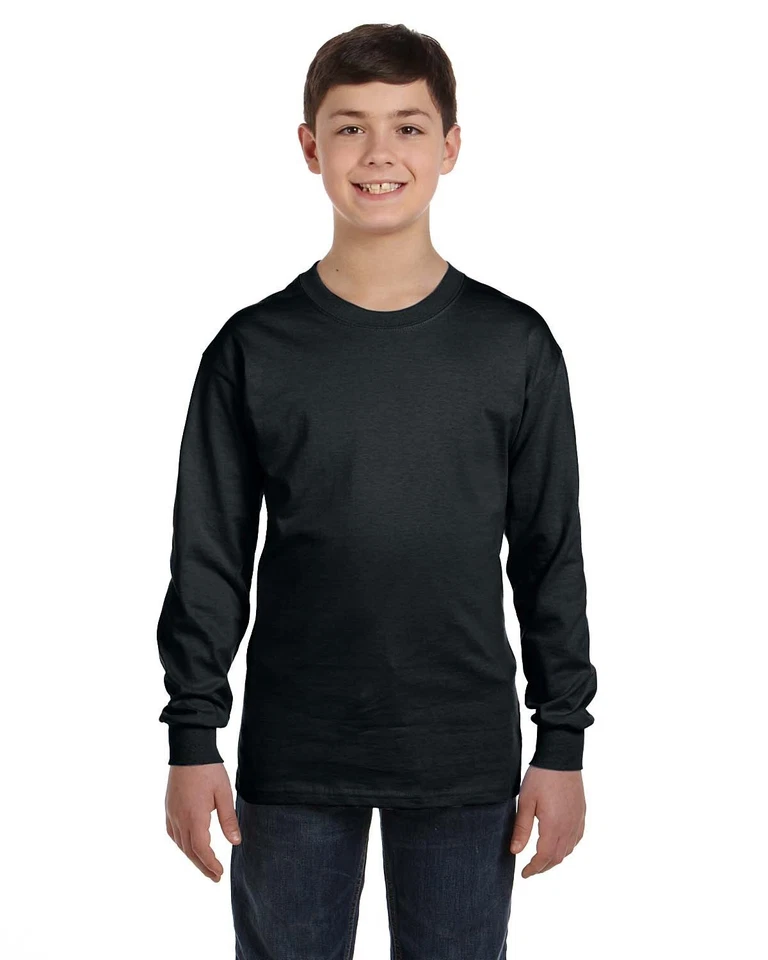 Gildan G540B Youth Solid Heavy Cotton Crew Neck Tee Long Sleeve Blank T-Shirt - Image 1 of 1