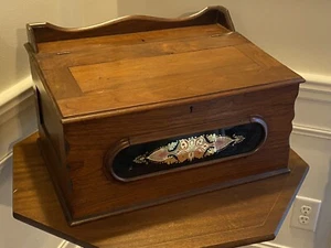Antique Victorian Table Top Walnut Writing Desk Traveling Document Box - Picture 1 of 11