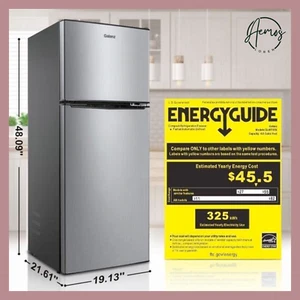 Compact Mini Fridge 2 Door Stainless Steel Small Dorm Office Refrigerator Freeze - Picture 1 of 6