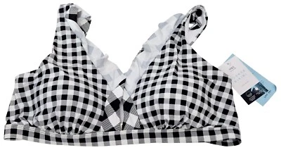 Купальный костюм женский Marks & Spencer погружение бикини черный белый клетчатый топ Великобритания 20 - Изображение 1 из 3