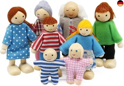 MARKE WAGOOG Wagoog Puppenhaus Puppenfamilie Set, Holz 8 Personen Figuren Puppen Spielset