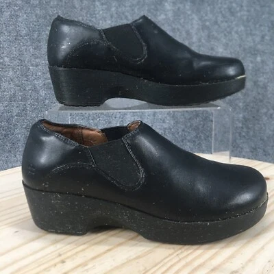 Zapatos para tripulaciones zuecos para mujer 6,5 cuero negro púrpura punta redonda antideslizantes Foto 1 de 4