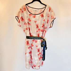 DKNY Womens Mini Dress Small Floral White Pink Sequin Coquette Feminine Romantic - Picture 1 of 14