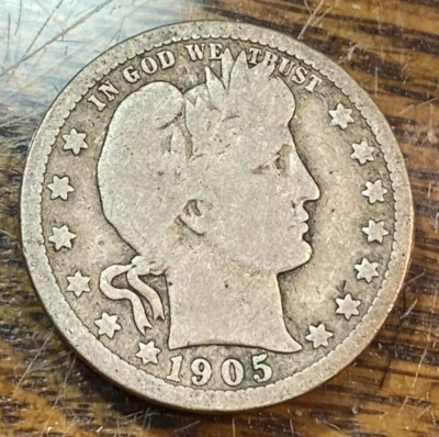 1905 Better Barber Quarter Very Nice Original Good+ CHRC - Image 1 of 2