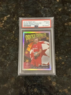 2019 Topps Finest UCL Erling Haaland Rookie Prized Footballers PSA 9 - Image 1 of 3
