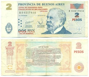 ARGENTINA BUENOS AIRES EMERGENCY NOTE 2 PESOS PATACON 2002 SERIAL B EC# 213 VF - Picture 1 of 1
