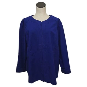 Chicos Mysterious Blue Alicia Jacket Blue White Chico’s Size 4 (US XXL) Office - Picture 1 of 12