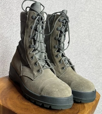 Botas de combate militares UFCW 8430 tamanho 5.5 R biqueira de aço sola Vibram verde sálvia EUA - Imagem 1 de 4