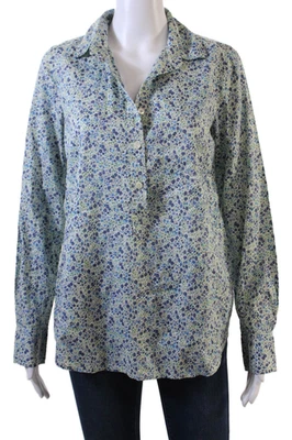 Blusa floral con botones de algodón azul talla 2 Liberty Art Telas para mujer J Crew Foto 1 de 4