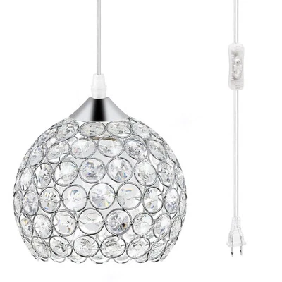 Plug-in Crystal Chandelier Lighting with Long Cord 13.12ft and On/Off Switch,... - Image 1 of 4