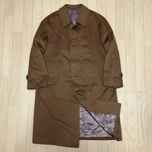 NINA Ricci Cashmere Single Collar Long Coat Size 98 B5 Brown Made in Japan - Picture 1 of 24