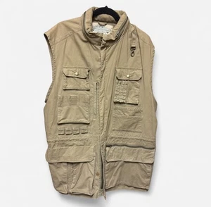 Vintage NWT 80’s/90’s Banana Republic Khaki Safari Vest With Foldable Hood Sz. L - Picture 1 of 12